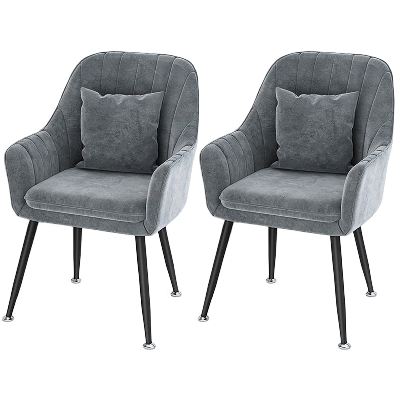 Scandinavian Style Metal Dining Chair Bedroom Solid Back Dining Arm Chairs Grey 2 Piece Set Black Clearhalo ' kitchen&dining_furn' 'Dining Chairs' 'Dining Tables & Seating' 'dining_chair' 'furn' 'furn_dining_chair' 'Furniture' 'furniture_dining_chair' 'Kitchen & Dining Furniture' 'kitchen' 3539824