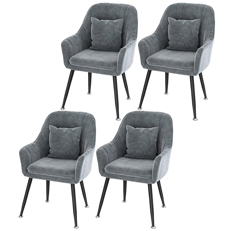 Scandinavian Style Metal Dining Chair Bedroom Solid Back Dining Arm Chairs Grey 4 Piece Set Black Clearhalo ' kitchen&dining_furn' 'Dining Chairs' 'Dining Tables & Seating' 'dining_chair' 'furn' 'furn_dining_chair' 'Furniture' 'furniture_dining_chair' 'Kitchen & Dining Furniture' 'kitchen' 3539825