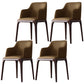 Contemporary Square Leather Dining Side Arm Chair for Kitchen with Wooden Legs Brown 4 Piece Set Clearhalo ' kitchen&dining_furn' 'Dining Chairs' 'Dining Tables & Seating' 'dining_chair' 'furn' 'furn_dining_chair' 'Furniture' 'furniture_dining_chair' 'Kitchen & Dining Furniture' 'kitchen' 3539837