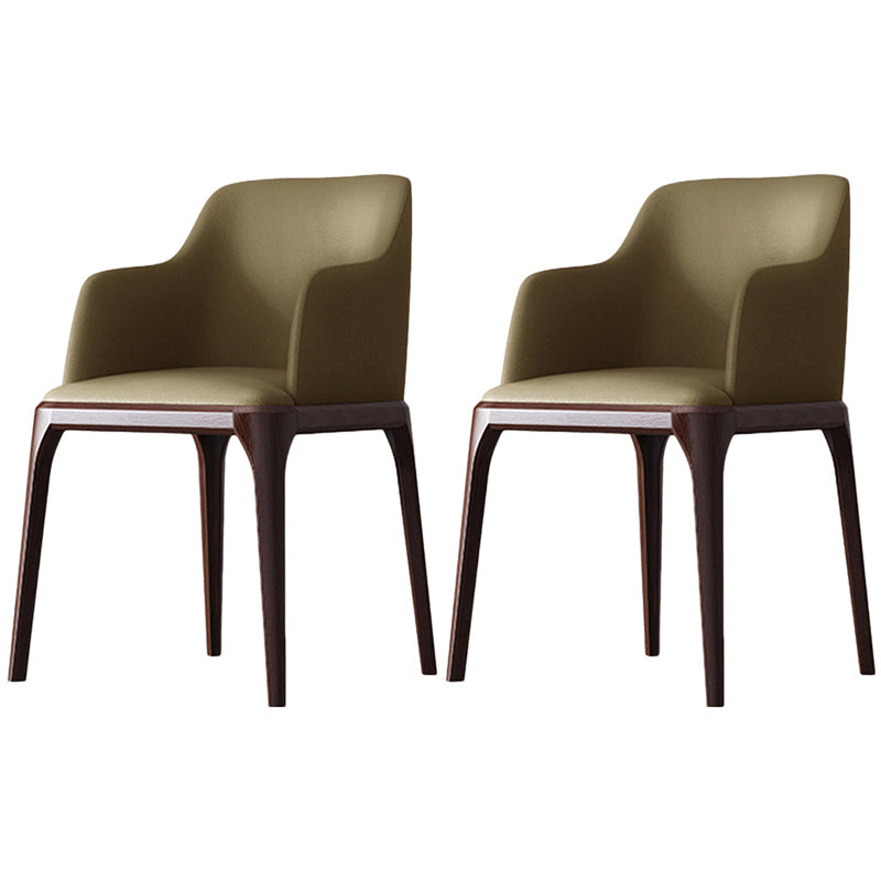 Contemporary Square Leather Dining Side Arm Chair for Kitchen with Wooden Legs Light Brown 2 Piece Set Clearhalo ' kitchen&dining_furn' 'Dining Chairs' 'Dining Tables & Seating' 'dining_chair' 'furn' 'furn_dining_chair' 'Furniture' 'furniture_dining_chair' 'Kitchen & Dining Furniture' 'kitchen' 3539840