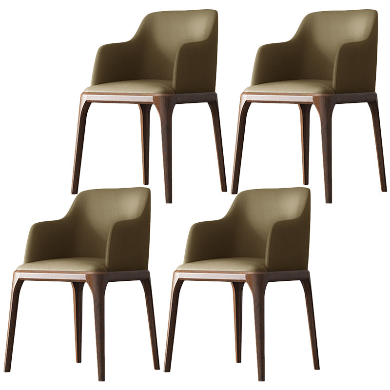 Contemporary Square Leather Dining Side Arm Chair for Kitchen with Wooden Legs Light Brown 4 Piece Set Clearhalo ' kitchen&dining_furn' 'Dining Chairs' 'Dining Tables & Seating' 'dining_chair' 'furn' 'furn_dining_chair' 'Furniture' 'furniture_dining_chair' 'Kitchen & Dining Furniture' 'kitchen' 3539841