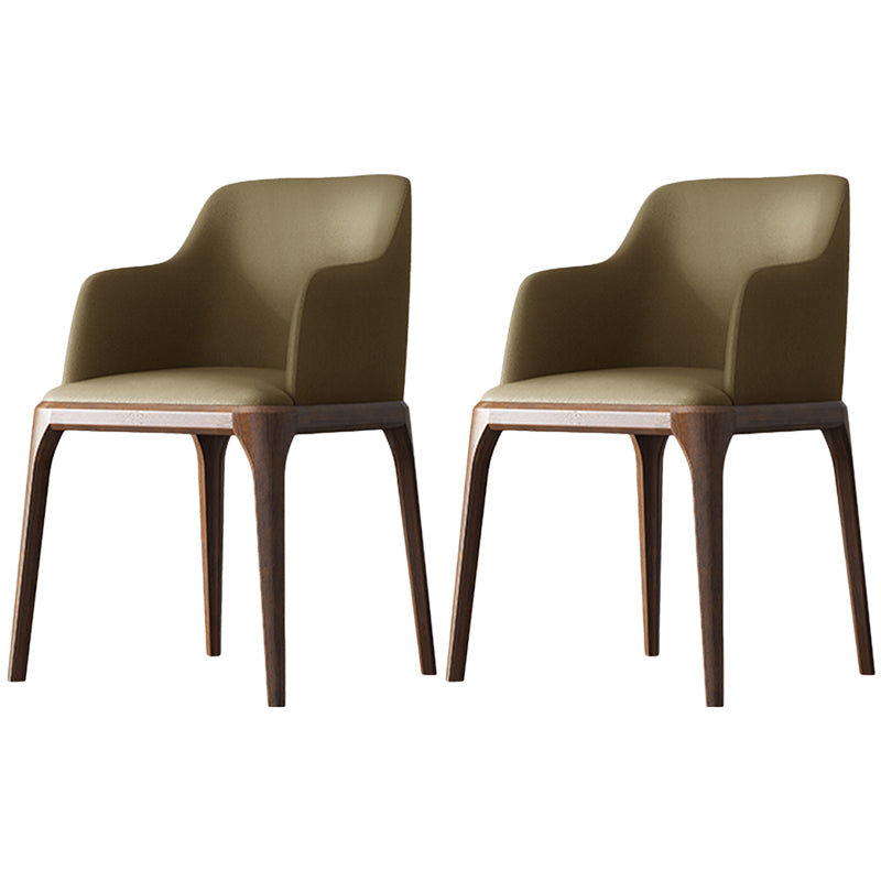 Contemporary Square Leather Dining Side Arm Chair for Kitchen with Wooden Legs Khaki 2 Piece Set Clearhalo ' kitchen&dining_furn' 'Dining Chairs' 'Dining Tables & Seating' 'dining_chair' 'furn' 'furn_dining_chair' 'Furniture' 'furniture_dining_chair' 'Kitchen & Dining Furniture' 'kitchen' 3539842