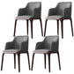 Contemporary Square Leather Dining Side Arm Chair for Kitchen with Wooden Legs Grey 4 Piece Set Clearhalo ' kitchen&dining_furn' 'Dining Chairs' 'Dining Tables & Seating' 'dining_chair' 'furn' 'furn_dining_chair' 'Furniture' 'furniture_dining_chair' 'Kitchen & Dining Furniture' 'kitchen' 3539849
