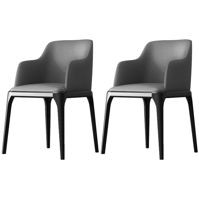 Contemporary Square Leather Dining Side Arm Chair for Kitchen with Wooden Legs Smoke Gray 2 Piece Set Clearhalo ' kitchen&dining_furn' 'Dining Chairs' 'Dining Tables & Seating' 'dining_chair' 'furn' 'furn_dining_chair' 'Furniture' 'furniture_dining_chair' 'Kitchen & Dining Furniture' 'kitchen' 3539850
