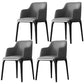 Contemporary Square Leather Dining Side Arm Chair for Kitchen with Wooden Legs Smoke Gray 4 Piece Set Clearhalo ' kitchen&dining_furn' 'Dining Chairs' 'Dining Tables & Seating' 'dining_chair' 'furn' 'furn_dining_chair' 'Furniture' 'furniture_dining_chair' 'Kitchen & Dining Furniture' 'kitchen' 3539851