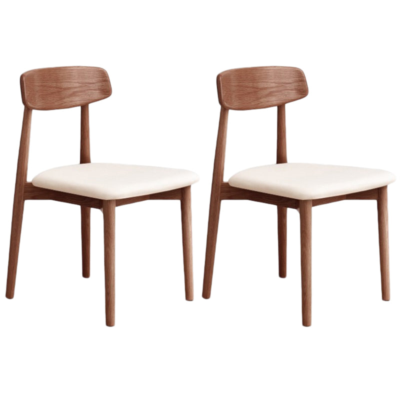 Modern Wood Indoor-Outdoor Chair Dining Room Armless Open Back Dining Side Chair Off-White 2 Piece Set Walnut Clearhalo ' kitchen&dining_furn' 'Dining Chairs' 'Dining Tables & Seating' 'dining_chair' 'furn' 'furn_dining_chair' 'Furniture' 'furniture_dining_chair' 'Kitchen & Dining Furniture' 'kitchen' 3539881