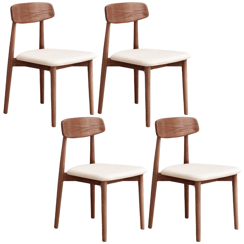 Modern Wood Indoor-Outdoor Chair Dining Room Armless Open Back Dining Side Chair Off-White 4 Piece Set Walnut Clearhalo ' kitchen&dining_furn' 'Dining Chairs' 'Dining Tables & Seating' 'dining_chair' 'furn' 'furn_dining_chair' 'Furniture' 'furniture_dining_chair' 'Kitchen & Dining Furniture' 'kitchen' 3539882