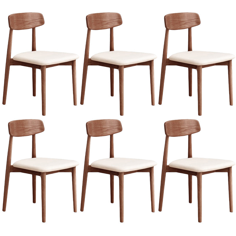 Modern Wood Indoor-Outdoor Chair Dining Room Armless Open Back Dining Side Chair Off-White 6 Piece Set Walnut Clearhalo ' kitchen&dining_furn' 'Dining Chairs' 'Dining Tables & Seating' 'dining_chair' 'furn' 'furn_dining_chair' 'Furniture' 'furniture_dining_chair' 'Kitchen & Dining Furniture' 'kitchen' 3539883