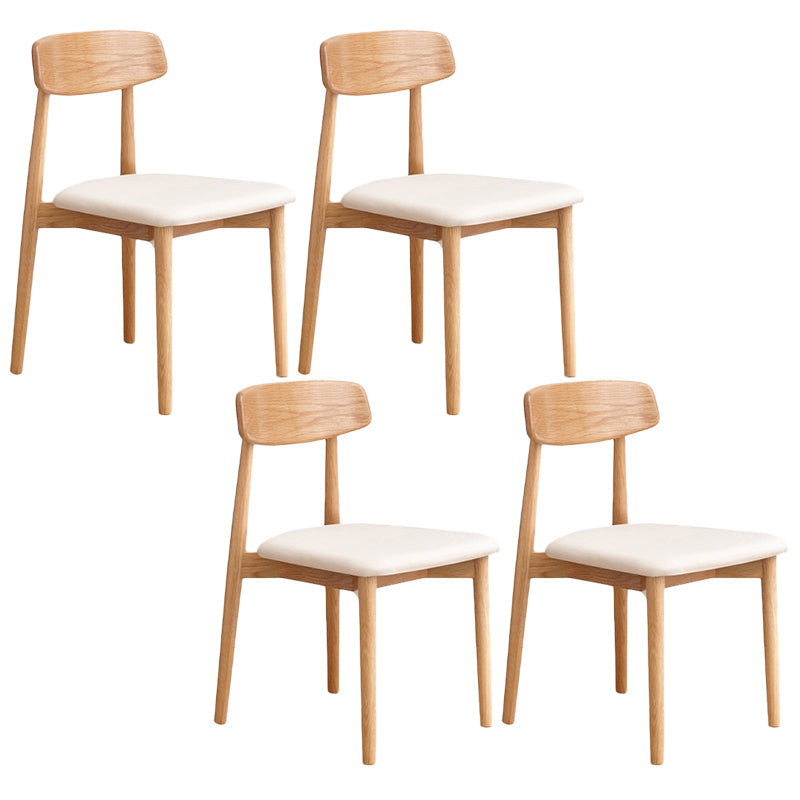 Modern Wood Indoor-Outdoor Chair Dining Room Armless Open Back Dining Side Chair Off-White 4 Piece Set Natural Wood Clearhalo ' kitchen&dining_furn' 'Dining Chairs' 'Dining Tables & Seating' 'dining_chair' 'furn' 'furn_dining_chair' 'Furniture' 'furniture_dining_chair' 'Kitchen & Dining Furniture' 'kitchen' 3539885