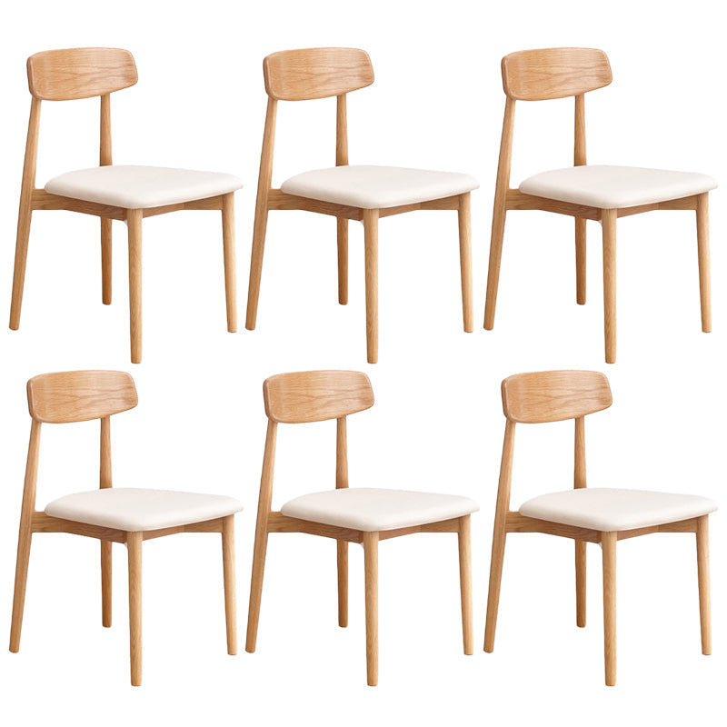 Modern Wood Indoor-Outdoor Chair Dining Room Armless Open Back Dining Side Chair Off-White 6 Piece Set Natural Wood Clearhalo ' kitchen&dining_furn' 'Dining Chairs' 'Dining Tables & Seating' 'dining_chair' 'furn' 'furn_dining_chair' 'Furniture' 'furniture_dining_chair' 'Kitchen & Dining Furniture' 'kitchen' 3539886