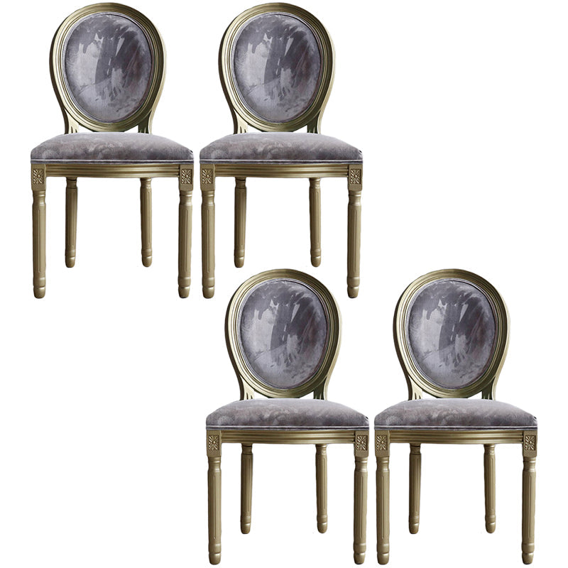 Traditional Velvet Dining Chair 38''H King Louis Back Side Chair with 4 Legs for Restaurant Grey 4 Piece Set Clearhalo ' kitchen&dining_furn' 'Dining Chairs' 'Dining Tables & Seating' 'dining_chair' 'furn' 'furn_dining_chair' 'Furniture' 'furniture_dining_chair' 'Kitchen & Dining Furniture' 'kitchen' 3539928