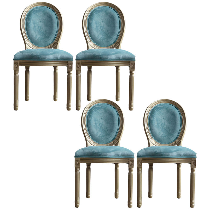 Traditional Velvet Dining Chair 38''H King Louis Back Side Chair with 4 Legs for Restaurant Blue 4 Piece Set Clearhalo ' kitchen&dining_furn' 'Dining Chairs' 'Dining Tables & Seating' 'dining_chair' 'furn' 'furn_dining_chair' 'Furniture' 'furniture_dining_chair' 'Kitchen & Dining Furniture' 'kitchen' 3539950