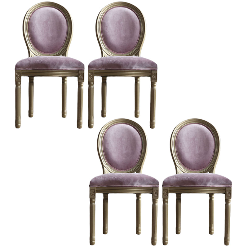Traditional Velvet Dining Chair 38''H King Louis Back Side Chair with 4 Legs for Restaurant Purple Pink 4 Piece Set Clearhalo ' kitchen&dining_furn' 'Dining Chairs' 'Dining Tables & Seating' 'dining_chair' 'furn' 'furn_dining_chair' 'Furniture' 'furniture_dining_chair' 'Kitchen & Dining Furniture' 'kitchen' 3539959