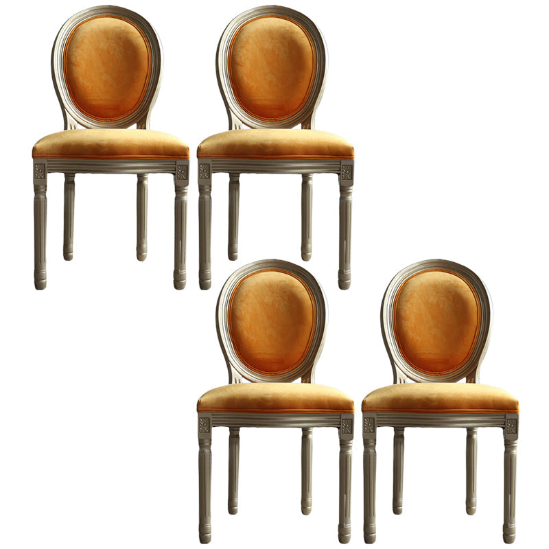 Traditional Velvet Dining Chair 38''H King Louis Back Side Chair with 4 Legs for Restaurant Orange 4 Piece Set Clearhalo ' kitchen&dining_furn' 'Dining Chairs' 'Dining Tables & Seating' 'dining_chair' 'furn' 'furn_dining_chair' 'Furniture' 'furniture_dining_chair' 'Kitchen & Dining Furniture' 'kitchen' 3539962