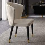 Contemporary Style Leather Chair Armless Parsons Chair with Wooden Legs for Dining Room Clearhalo ' kitchen&dining_furn' 'Dining Chairs' 'Dining Tables & Seating' 'dining_chair' 'furn' 'furn_dining_chair' 'Furniture' 'furniture_dining_chair' 'Kitchen & Dining Furniture' 'kitchen' 3539973