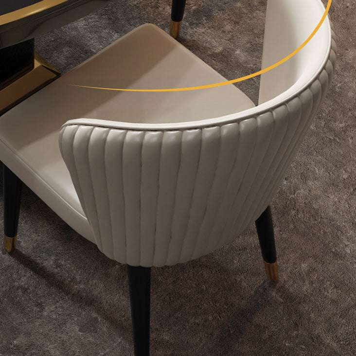 Contemporary Style Leather Chair Armless Parsons Chair with Wooden Legs for Dining Room Clearhalo ' kitchen&dining_furn' 'Dining Chairs' 'Dining Tables & Seating' 'dining_chair' 'furn' 'furn_dining_chair' 'Furniture' 'furniture_dining_chair' 'Kitchen & Dining Furniture' 'kitchen' 3539978