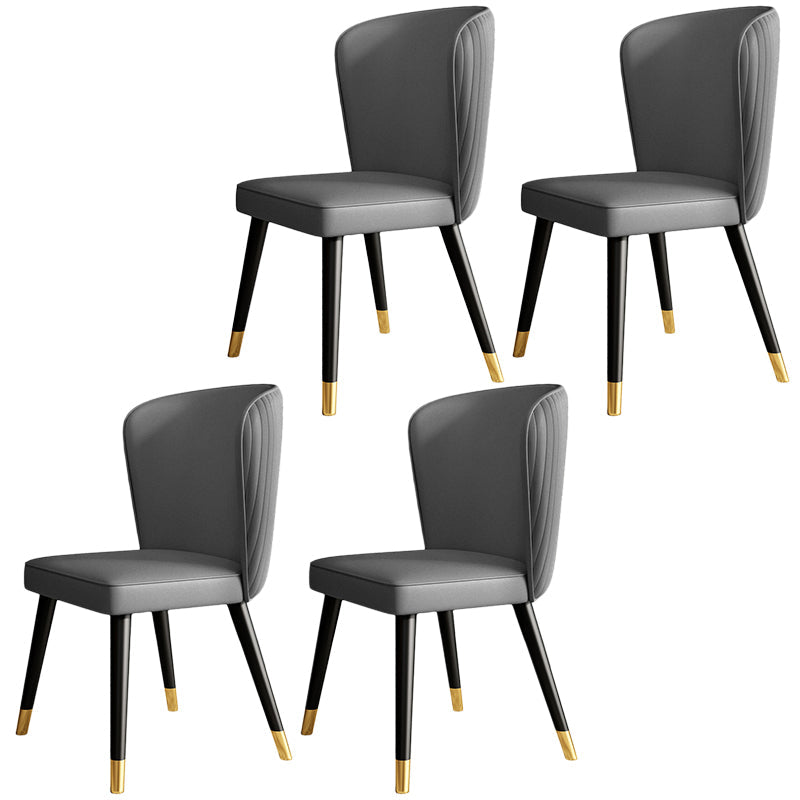 Contemporary Style Leather Chair Armless Parsons Chair with Wooden Legs for Dining Room Grey 4 Piece Set Clearhalo ' kitchen&dining_furn' 'Dining Chairs' 'Dining Tables & Seating' 'dining_chair' 'furn' 'furn_dining_chair' 'Furniture' 'furniture_dining_chair' 'Kitchen & Dining Furniture' 'kitchen' 3539983