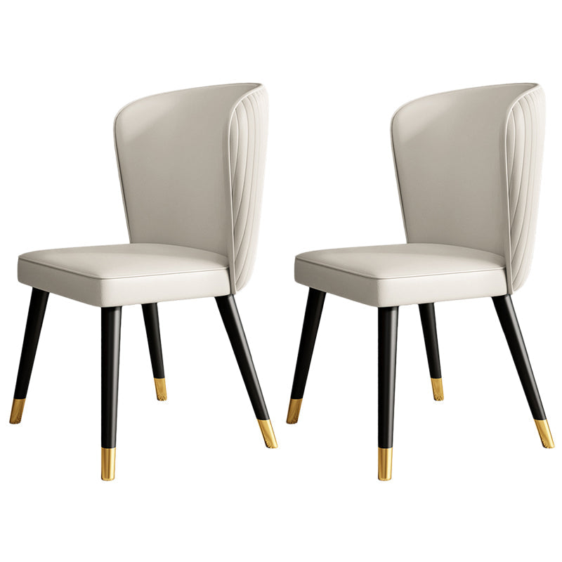 Contemporary Style Leather Chair Armless Parsons Chair with Wooden Legs for Dining Room Off-White 2 Piece Set Clearhalo ' kitchen&dining_furn' 'Dining Chairs' 'Dining Tables & Seating' 'dining_chair' 'furn' 'furn_dining_chair' 'Furniture' 'furniture_dining_chair' 'Kitchen & Dining Furniture' 'kitchen' 3540005