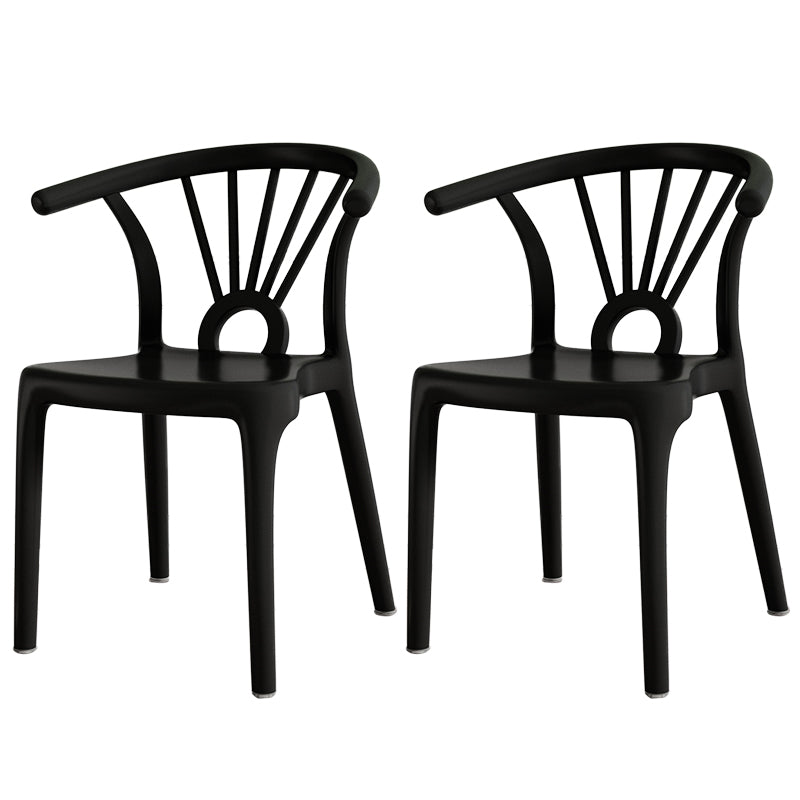 Modern Dining Windsor Back Chairs Plastic Dining Armless Chair for Kitchen Black 2 Piece Set Clearhalo ' kitchen&dining_furn' 'Dining Chairs' 'Dining Tables & Seating' 'dining_chair' 'furn' 'furn_dining_chair' 'Furniture' 'furniture_dining_chair' 'Kitchen & Dining Furniture' 'kitchen' 3540010