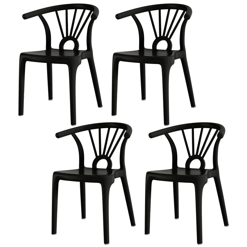Modern Dining Windsor Back Chairs Plastic Dining Armless Chair for Kitchen Black 4 Piece Set Clearhalo ' kitchen&dining_furn' 'Dining Chairs' 'Dining Tables & Seating' 'dining_chair' 'furn' 'furn_dining_chair' 'Furniture' 'furniture_dining_chair' 'Kitchen & Dining Furniture' 'kitchen' 3540012