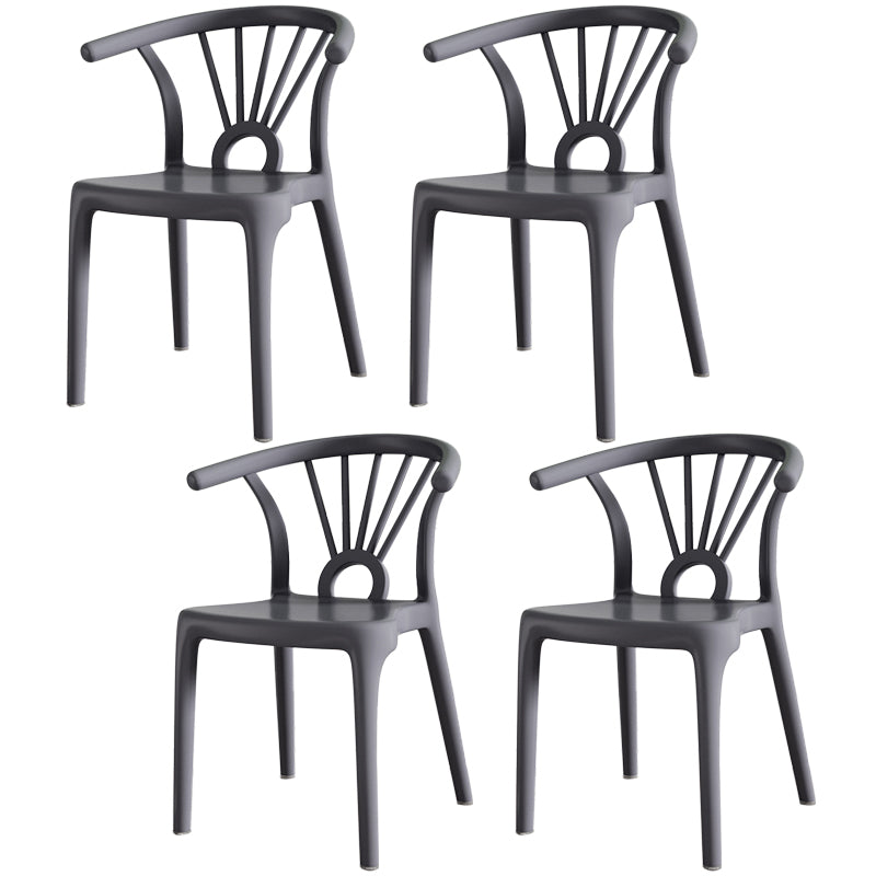Modern Dining Windsor Back Chairs Plastic Dining Armless Chair for Kitchen Grey 4 Piece Set Clearhalo ' kitchen&dining_furn' 'Dining Chairs' 'Dining Tables & Seating' 'dining_chair' 'furn' 'furn_dining_chair' 'Furniture' 'furniture_dining_chair' 'Kitchen & Dining Furniture' 'kitchen' 3540030