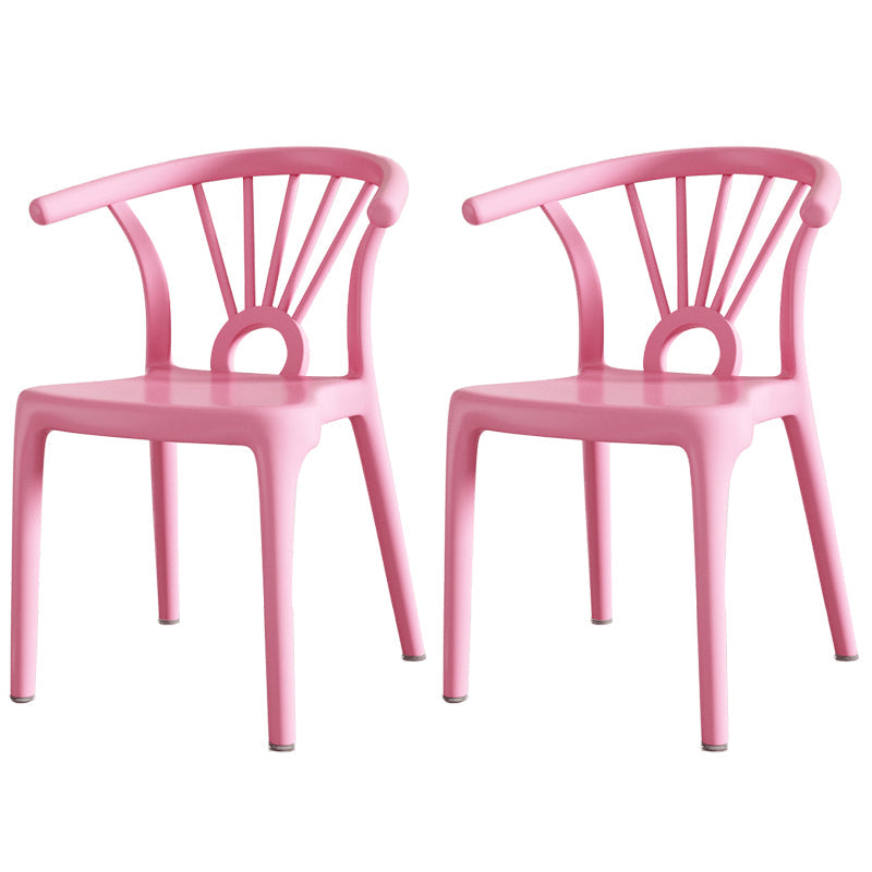Modern Dining Windsor Back Chairs Plastic Dining Armless Chair for Kitchen Light Pink 2 Piece Set Clearhalo ' kitchen&dining_furn' 'Dining Chairs' 'Dining Tables & Seating' 'dining_chair' 'furn' 'furn_dining_chair' 'Furniture' 'furniture_dining_chair' 'Kitchen & Dining Furniture' 'kitchen' 3540038