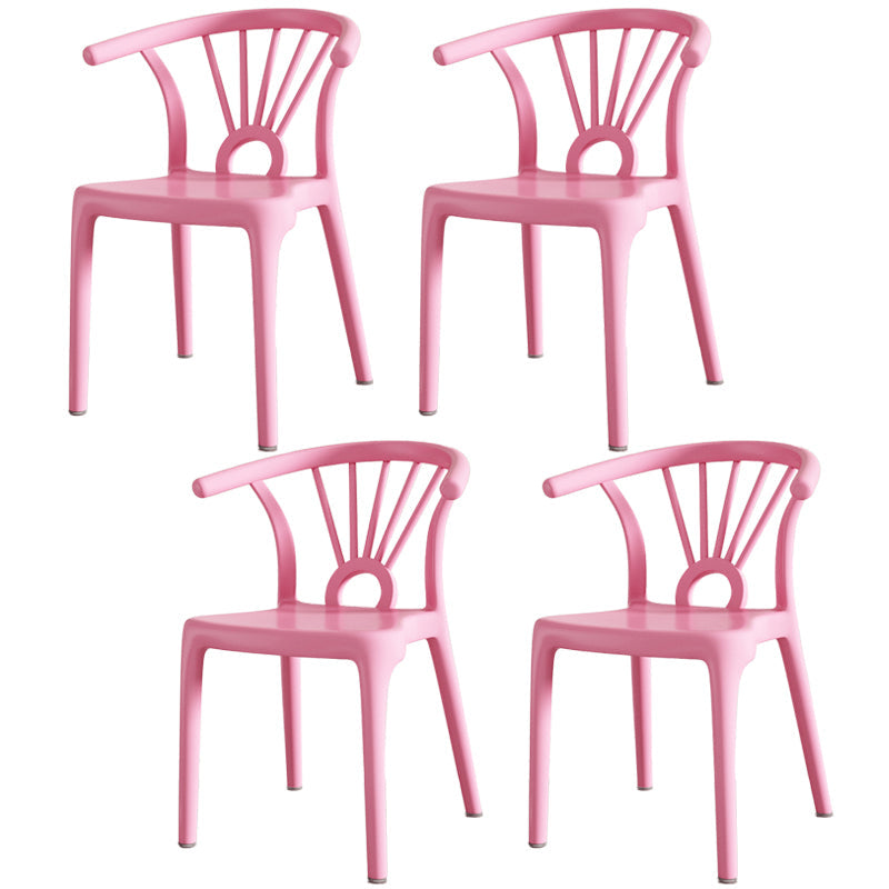 Modern Dining Windsor Back Chairs Plastic Dining Armless Chair for Kitchen Light Pink 4 Piece Set Clearhalo ' kitchen&dining_furn' 'Dining Chairs' 'Dining Tables & Seating' 'dining_chair' 'furn' 'furn_dining_chair' 'Furniture' 'furniture_dining_chair' 'Kitchen & Dining Furniture' 'kitchen' 3540039