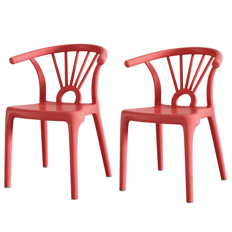 Modern Dining Windsor Back Chairs Plastic Dining Armless Chair for Kitchen Red 2 Piece Set Clearhalo ' kitchen&dining_furn' 'Dining Chairs' 'Dining Tables & Seating' 'dining_chair' 'furn' 'furn_dining_chair' 'Furniture' 'furniture_dining_chair' 'Kitchen & Dining Furniture' 'kitchen' 3540044