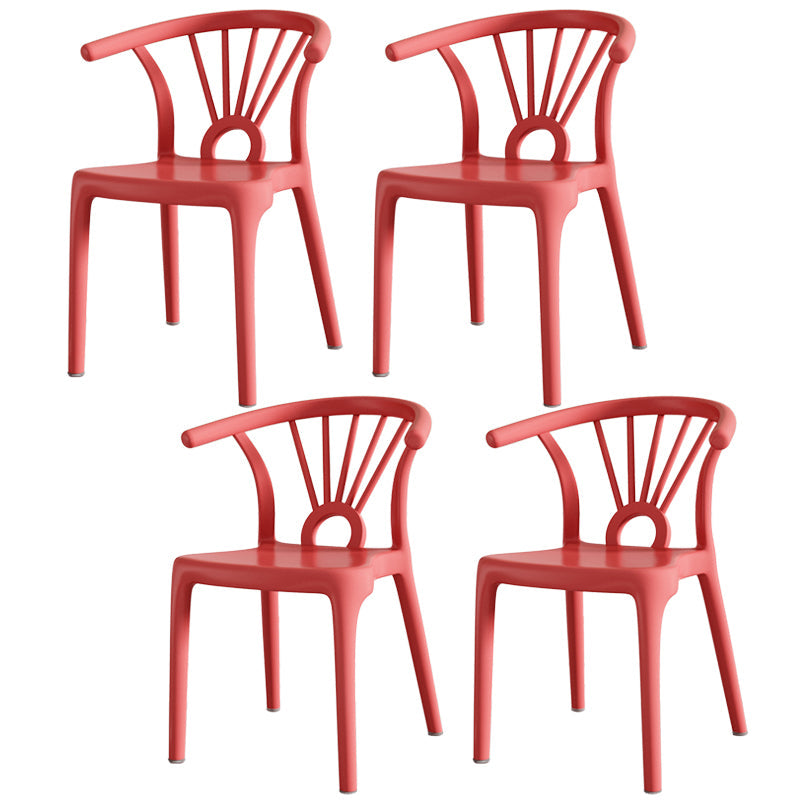 Modern Dining Windsor Back Chairs Plastic Dining Armless Chair for Kitchen Red 4 Piece Set Clearhalo ' kitchen&dining_furn' 'Dining Chairs' 'Dining Tables & Seating' 'dining_chair' 'furn' 'furn_dining_chair' 'Furniture' 'furniture_dining_chair' 'Kitchen & Dining Furniture' 'kitchen' 3540045