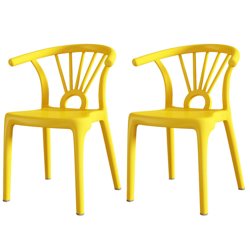 Modern Dining Windsor Back Chairs Plastic Dining Armless Chair for Kitchen Yellow 2 Piece Set Clearhalo ' kitchen&dining_furn' 'Dining Chairs' 'Dining Tables & Seating' 'dining_chair' 'furn' 'furn_dining_chair' 'Furniture' 'furniture_dining_chair' 'Kitchen & Dining Furniture' 'kitchen' 3540047