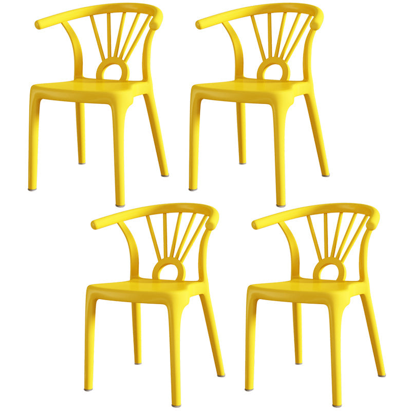 Modern Dining Windsor Back Chairs Plastic Dining Armless Chair for Kitchen Yellow 4 Piece Set Clearhalo ' kitchen&dining_furn' 'Dining Chairs' 'Dining Tables & Seating' 'dining_chair' 'furn' 'furn_dining_chair' 'Furniture' 'furniture_dining_chair' 'Kitchen & Dining Furniture' 'kitchen' 3540048
