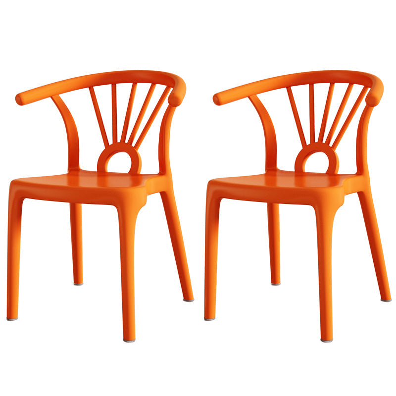 Modern Dining Windsor Back Chairs Plastic Dining Armless Chair for Kitchen Orange 2 Piece Set Clearhalo ' kitchen&dining_furn' 'Dining Chairs' 'Dining Tables & Seating' 'dining_chair' 'furn' 'furn_dining_chair' 'Furniture' 'furniture_dining_chair' 'Kitchen & Dining Furniture' 'kitchen' 3540056