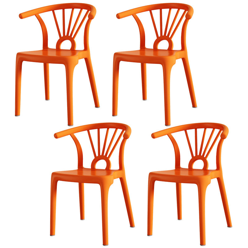 Modern Dining Windsor Back Chairs Plastic Dining Armless Chair for Kitchen Orange 4 Piece Set Clearhalo ' kitchen&dining_furn' 'Dining Chairs' 'Dining Tables & Seating' 'dining_chair' 'furn' 'furn_dining_chair' 'Furniture' 'furniture_dining_chair' 'Kitchen & Dining Furniture' 'kitchen' 3540057