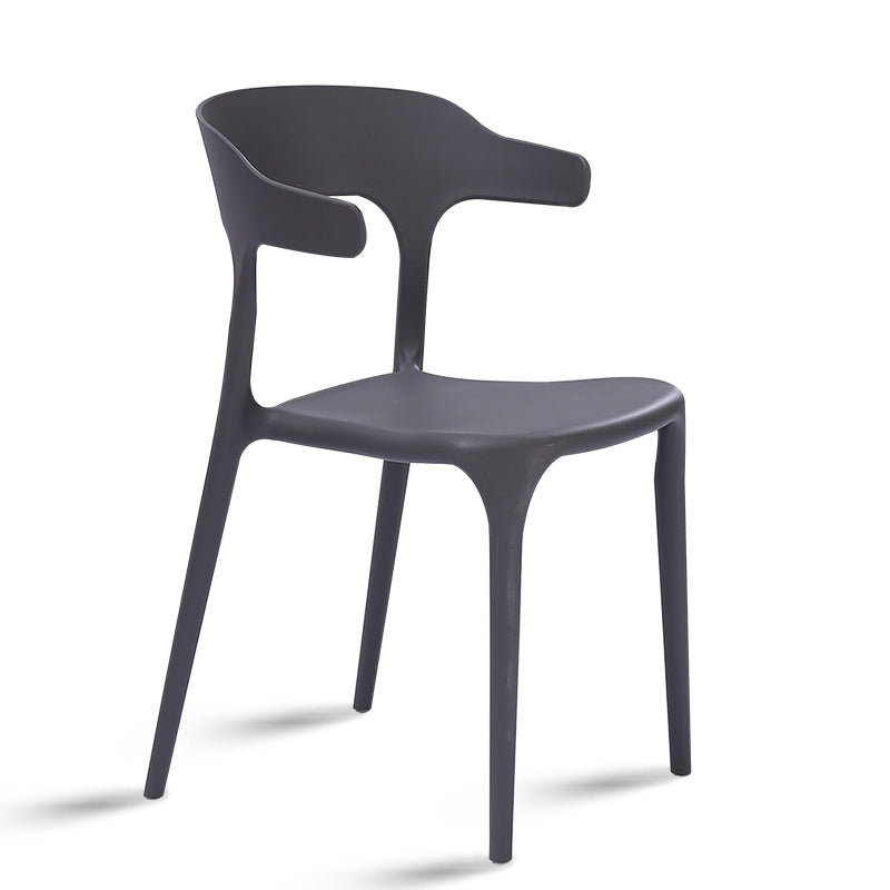 Plastic Dining Arm Chairs Kitchen Open Back Stackable Armchairs Indoor Grey 1 Piece Clearhalo ' kitchen&dining_furn' 'Dining Chairs' 'Dining Tables & Seating' 'dining_chair' 'furn' 'furn_dining_chair' 'Furniture' 'furniture_dining_chair' 'Kitchen & Dining Furniture' 'kitchen' 3540059