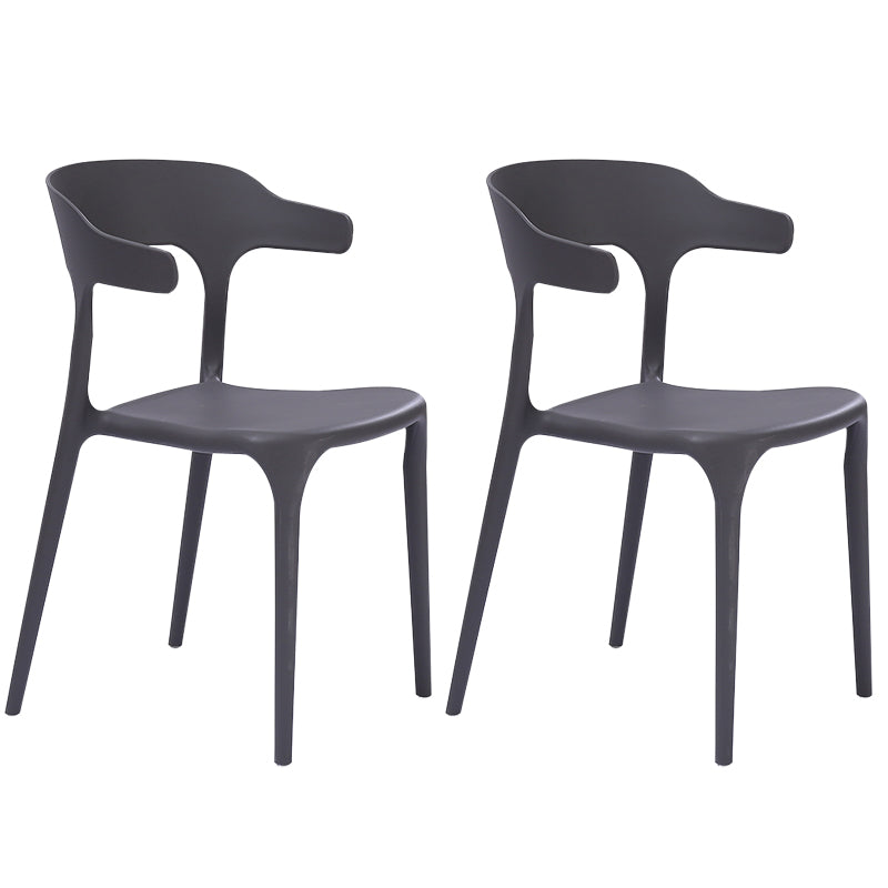 Plastic Dining Arm Chairs Kitchen Open Back Stackable Armchairs Indoor Grey 2 Piece Set Clearhalo ' kitchen&dining_furn' 'Dining Chairs' 'Dining Tables & Seating' 'dining_chair' 'furn' 'furn_dining_chair' 'Furniture' 'furniture_dining_chair' 'Kitchen & Dining Furniture' 'kitchen' 3540060