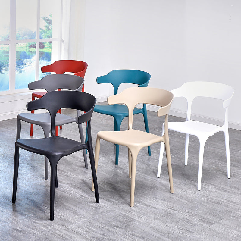 Plastic Dining Arm Chairs Kitchen Open Back Stackable Armchairs Indoor Clearhalo ' kitchen&dining_furn' 'Dining Chairs' 'Dining Tables & Seating' 'dining_chair' 'furn' 'furn_dining_chair' 'Furniture' 'furniture_dining_chair' 'Kitchen & Dining Furniture' 'kitchen' 3540061