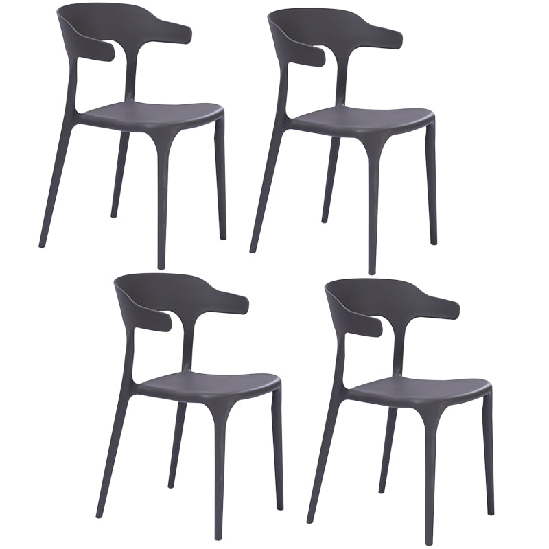 Plastic Dining Arm Chairs Kitchen Open Back Stackable Armchairs Indoor Grey 4 Piece Set Clearhalo ' kitchen&dining_furn' 'Dining Chairs' 'Dining Tables & Seating' 'dining_chair' 'furn' 'furn_dining_chair' 'Furniture' 'furniture_dining_chair' 'Kitchen & Dining Furniture' 'kitchen' 3540062