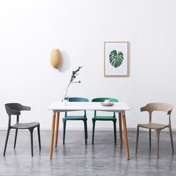 Plastic Dining Arm Chairs Kitchen Open Back Stackable Armchairs Indoor Clearhalo ' kitchen&dining_furn' 'Dining Chairs' 'Dining Tables & Seating' 'dining_chair' 'furn' 'furn_dining_chair' 'Furniture' 'furniture_dining_chair' 'Kitchen & Dining Furniture' 'kitchen' 3540065