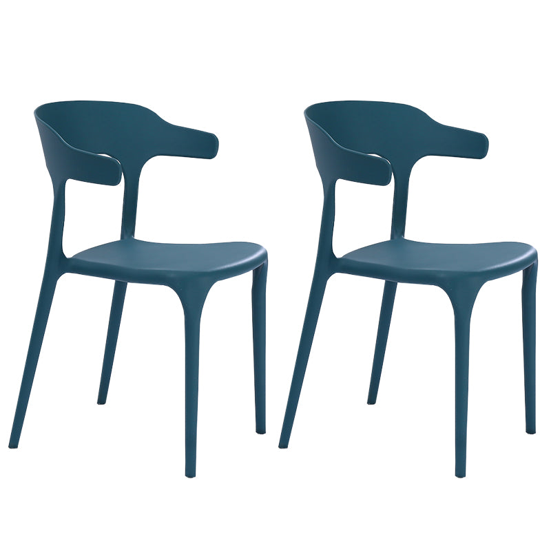 Plastic Dining Arm Chairs Kitchen Open Back Stackable Armchairs Indoor Peacock Blue 2 Piece Set Clearhalo ' kitchen&dining_furn' 'Dining Chairs' 'Dining Tables & Seating' 'dining_chair' 'furn' 'furn_dining_chair' 'Furniture' 'furniture_dining_chair' 'Kitchen & Dining Furniture' 'kitchen' 3540072