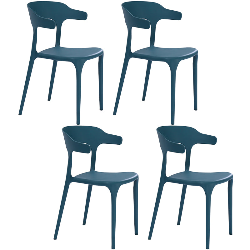 Plastic Dining Arm Chairs Kitchen Open Back Stackable Armchairs Indoor Peacock Blue 4 Piece Set Clearhalo ' kitchen&dining_furn' 'Dining Chairs' 'Dining Tables & Seating' 'dining_chair' 'furn' 'furn_dining_chair' 'Furniture' 'furniture_dining_chair' 'Kitchen & Dining Furniture' 'kitchen' 3540075