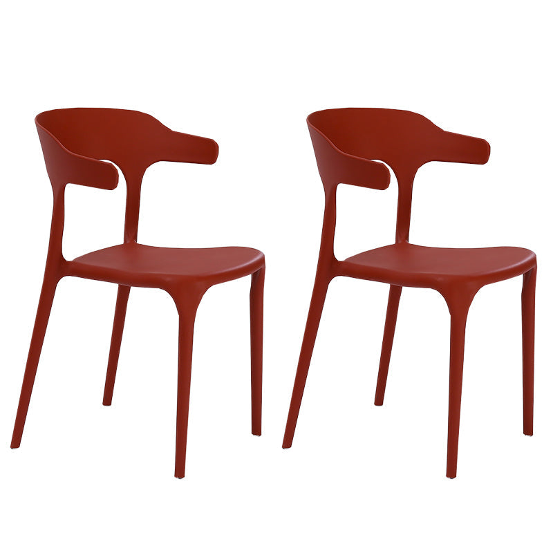 Plastic Dining Arm Chairs Kitchen Open Back Stackable Armchairs Indoor Red 2 Piece Set Clearhalo ' kitchen&dining_furn' 'Dining Chairs' 'Dining Tables & Seating' 'dining_chair' 'furn' 'furn_dining_chair' 'Furniture' 'furniture_dining_chair' 'Kitchen & Dining Furniture' 'kitchen' 3540079