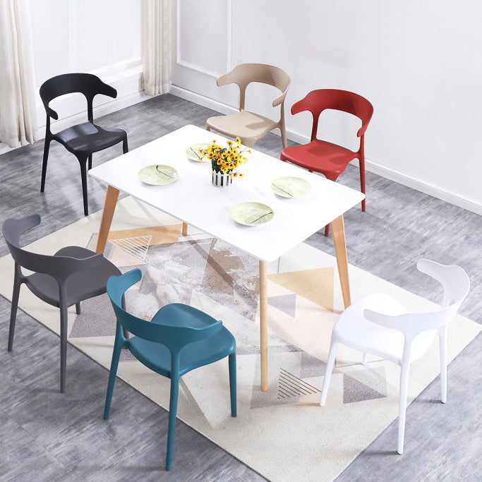 Plastic Dining Arm Chairs Kitchen Open Back Stackable Armchairs Indoor Clearhalo ' kitchen&dining_furn' 'Dining Chairs' 'Dining Tables & Seating' 'dining_chair' 'furn' 'furn_dining_chair' 'Furniture' 'furniture_dining_chair' 'Kitchen & Dining Furniture' 'kitchen' 3540080