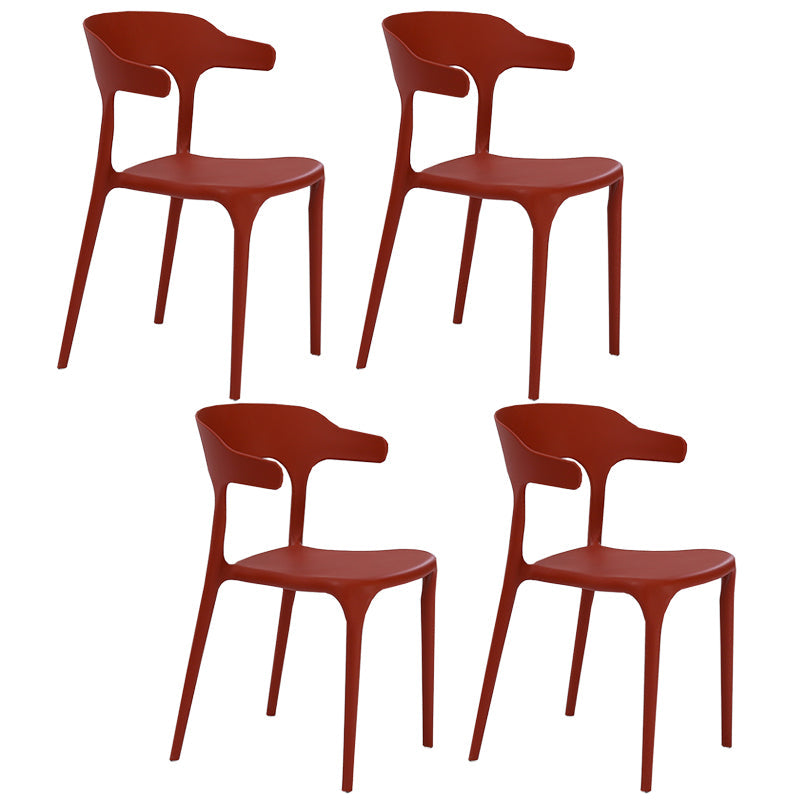 Plastic Dining Arm Chairs Kitchen Open Back Stackable Armchairs Indoor Red 4 Piece Set Clearhalo ' kitchen&dining_furn' 'Dining Chairs' 'Dining Tables & Seating' 'dining_chair' 'furn' 'furn_dining_chair' 'Furniture' 'furniture_dining_chair' 'Kitchen & Dining Furniture' 'kitchen' 3540081