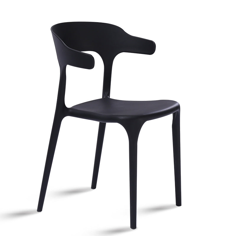 Plastic Dining Arm Chairs Kitchen Open Back Stackable Armchairs Indoor Black 1 Piece Clearhalo ' kitchen&dining_furn' 'Dining Chairs' 'Dining Tables & Seating' 'dining_chair' 'furn' 'furn_dining_chair' 'Furniture' 'furniture_dining_chair' 'Kitchen & Dining Furniture' 'kitchen' 3540082