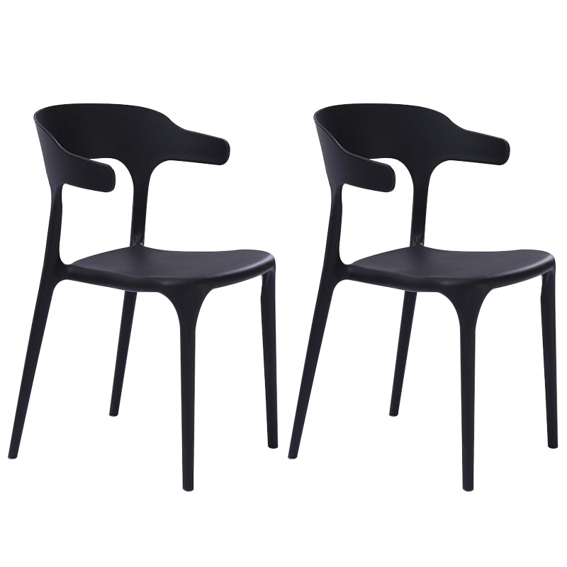 Plastic Dining Arm Chairs Kitchen Open Back Stackable Armchairs Indoor Black 2 Piece Set Clearhalo ' kitchen&dining_furn' 'Dining Chairs' 'Dining Tables & Seating' 'dining_chair' 'furn' 'furn_dining_chair' 'Furniture' 'furniture_dining_chair' 'Kitchen & Dining Furniture' 'kitchen' 3540085