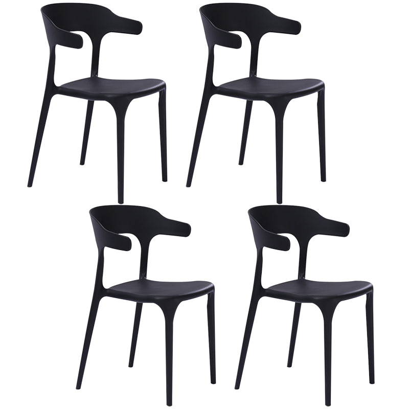 Plastic Dining Arm Chairs Kitchen Open Back Stackable Armchairs Indoor Black 4 Piece Set Clearhalo ' kitchen&dining_furn' 'Dining Chairs' 'Dining Tables & Seating' 'dining_chair' 'furn' 'furn_dining_chair' 'Furniture' 'furniture_dining_chair' 'Kitchen & Dining Furniture' 'kitchen' 3540087
