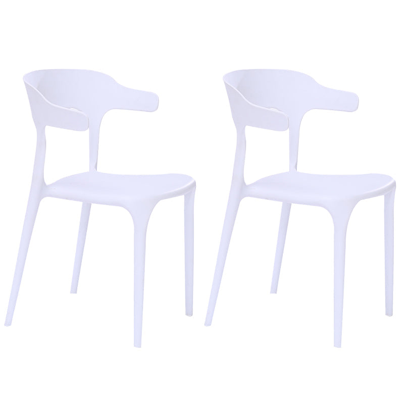 Plastic Dining Arm Chairs Kitchen Open Back Stackable Armchairs Indoor White 2 Piece Set Clearhalo ' kitchen&dining_furn' 'Dining Chairs' 'Dining Tables & Seating' 'dining_chair' 'furn' 'furn_dining_chair' 'Furniture' 'furniture_dining_chair' 'Kitchen & Dining Furniture' 'kitchen' 3540089
