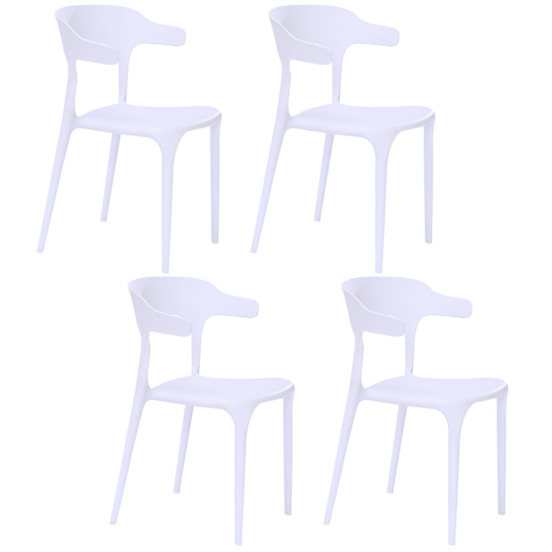 Plastic Dining Arm Chairs Kitchen Open Back Stackable Armchairs Indoor White 4 Piece Set Clearhalo ' kitchen&dining_furn' 'Dining Chairs' 'Dining Tables & Seating' 'dining_chair' 'furn' 'furn_dining_chair' 'Furniture' 'furniture_dining_chair' 'Kitchen & Dining Furniture' 'kitchen' 3540090