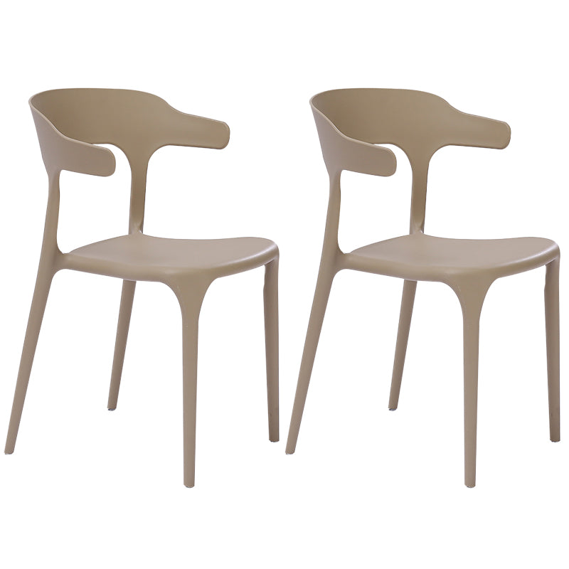 Plastic Dining Arm Chairs Kitchen Open Back Stackable Armchairs Indoor Khaki 2 Piece Set Clearhalo ' kitchen&dining_furn' 'Dining Chairs' 'Dining Tables & Seating' 'dining_chair' 'furn' 'furn_dining_chair' 'Furniture' 'furniture_dining_chair' 'Kitchen & Dining Furniture' 'kitchen' 3540092