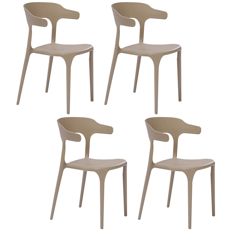 Plastic Dining Arm Chairs Kitchen Open Back Stackable Armchairs Indoor Khaki 4 Piece Set Clearhalo ' kitchen&dining_furn' 'Dining Chairs' 'Dining Tables & Seating' 'dining_chair' 'furn' 'furn_dining_chair' 'Furniture' 'furniture_dining_chair' 'Kitchen & Dining Furniture' 'kitchen' 3540093